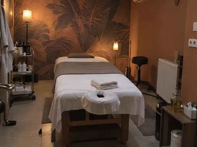 Tropik desenli duvar kâğıdıyla masaj odası — Unkapanı, Masaj Salonun